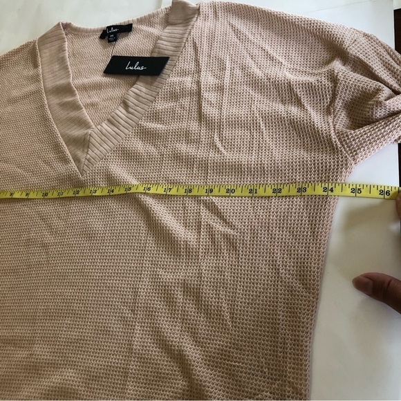 Lulu’s Personal Record Tan Knit Balloon Sleeve Sweater Top Size M - Picture 13 of 15